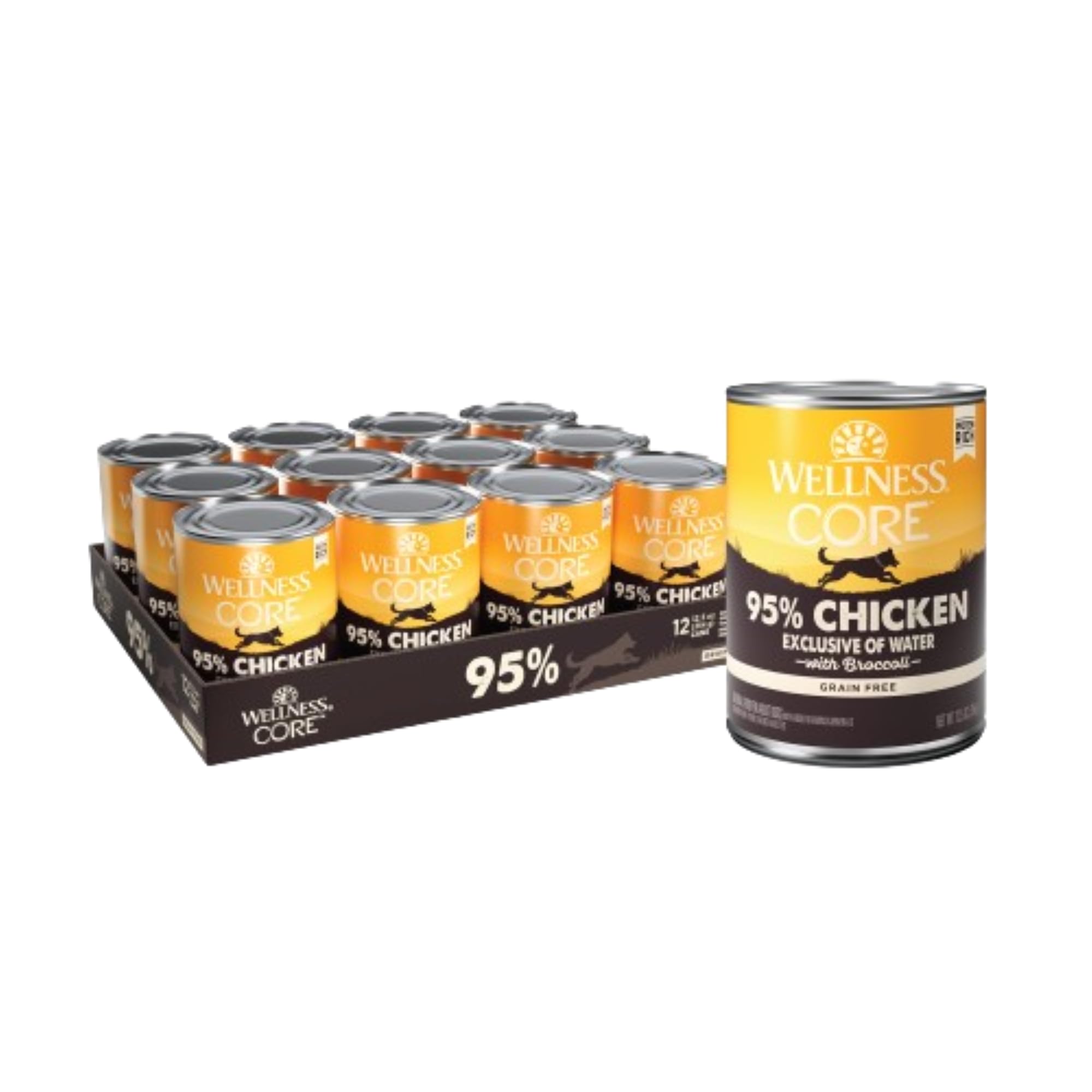 Wellness Core 95% naturelle poulet-brocoli, repas complet pour chien.