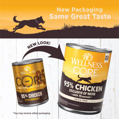 Texture pâté poulet Wellness Core, appétit assuré.