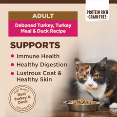 Wellness Core chat dinde canard croquettes 5lb: goût appétissant et satiété.