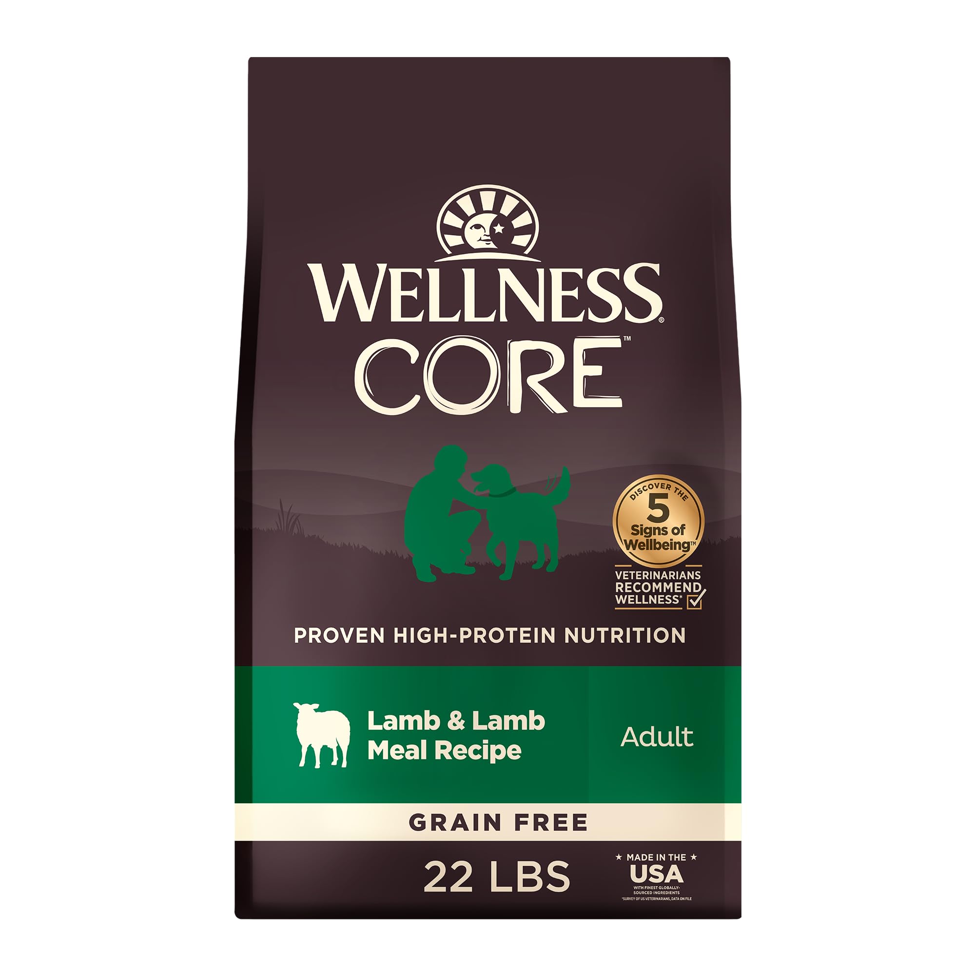 Wellness CORE chien adulte sans grains sac 22 lb, énergie et masse musculaire.