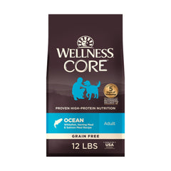 Wellness CORE croquettes pour chien adulte sans poulet, formulation complète pour chiens actifs.