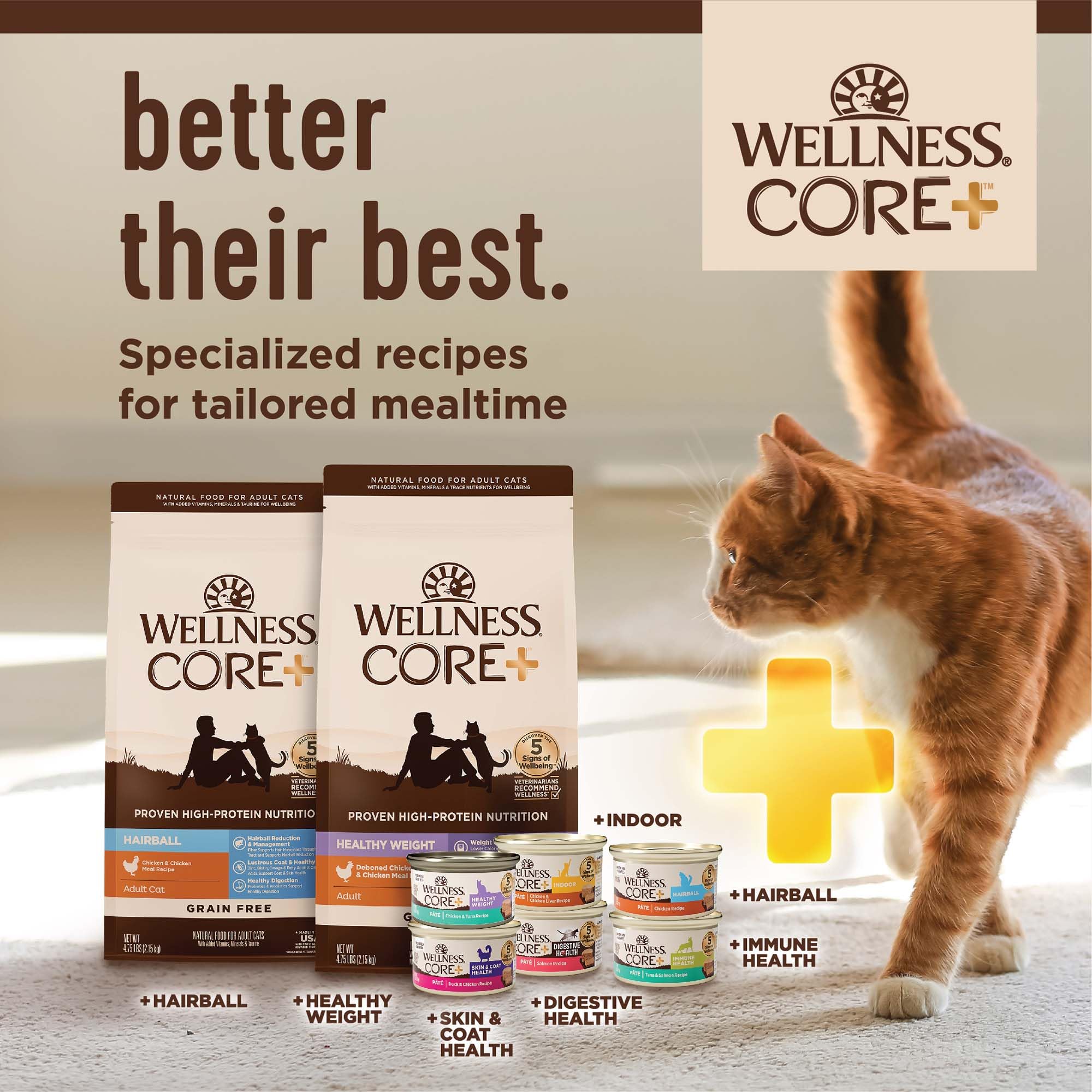 Wellness CORE+ Chat repas quotidien facile à servir