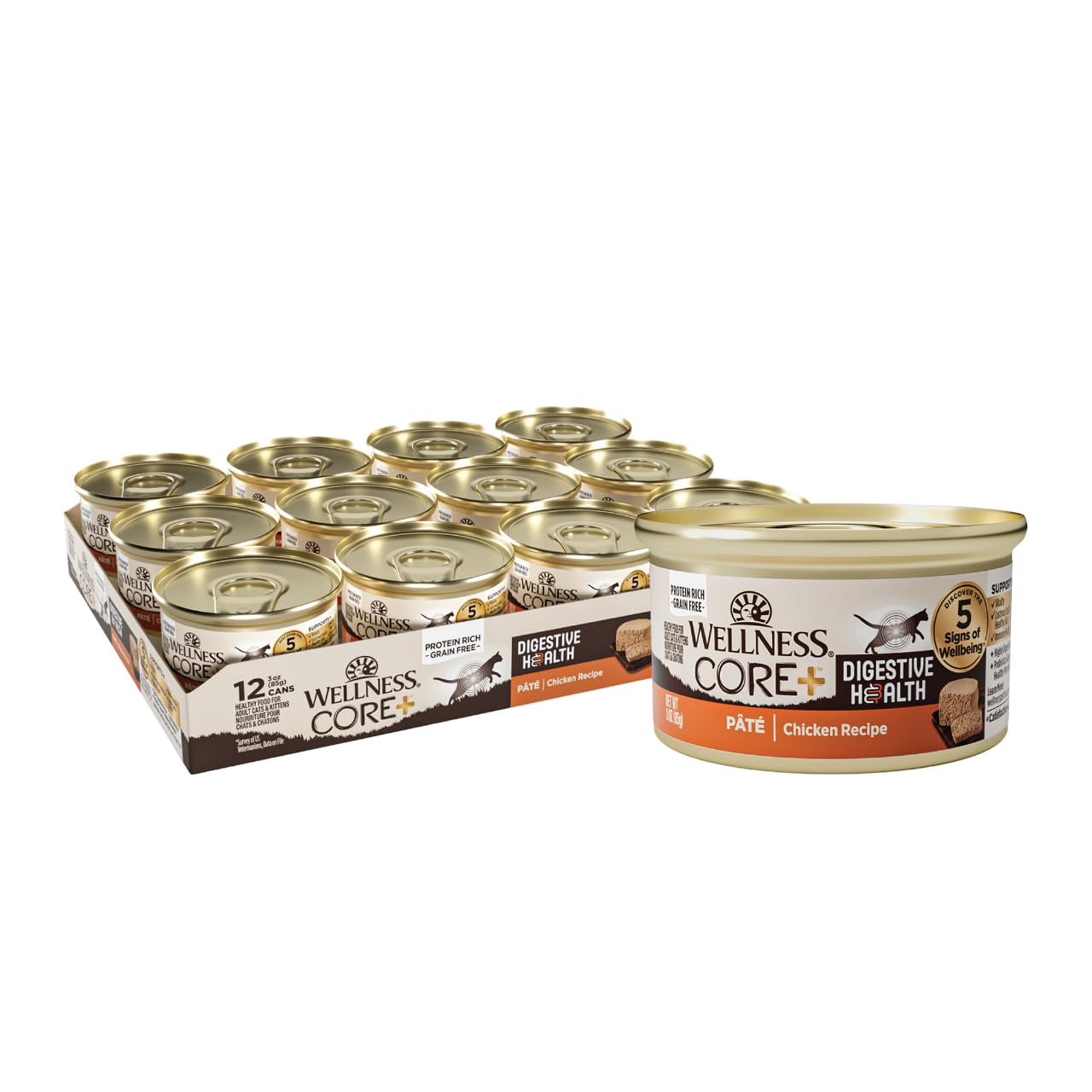Wellness CORE+ Digestive Health Pâté chat – emballage pratique prêt à servir
