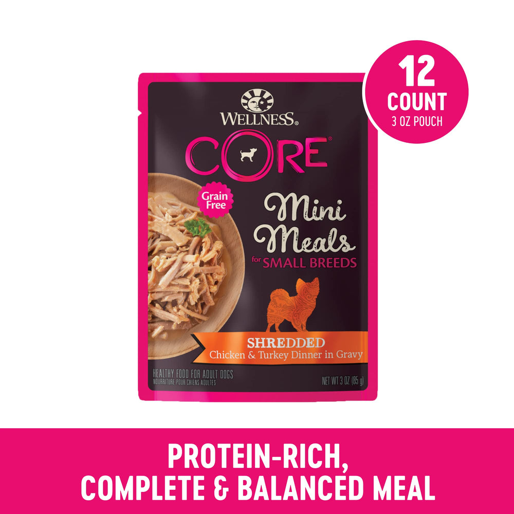 Wellness Core – dîner en sauce poulet-dinde, saveur appréciée par les chiens.