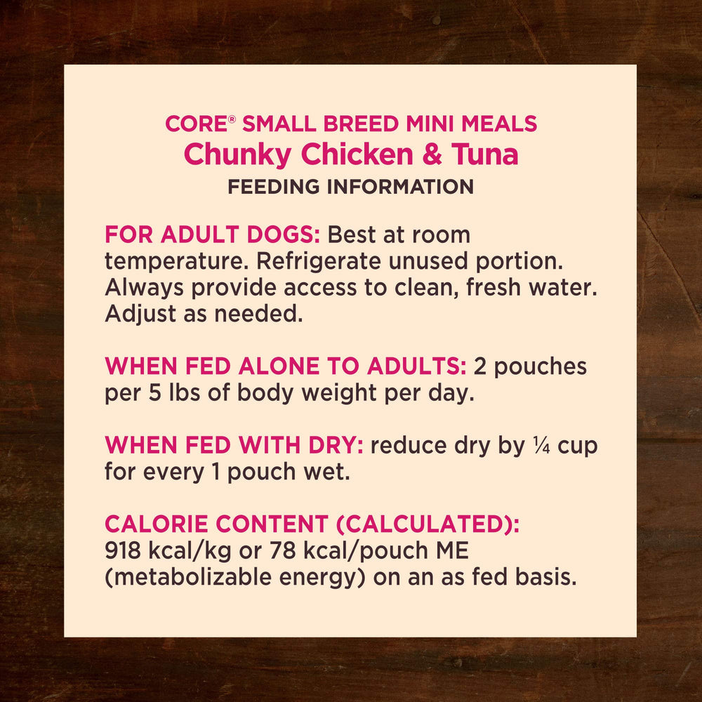 Wellness CORE format sans dégâts et portions mini adaptées.