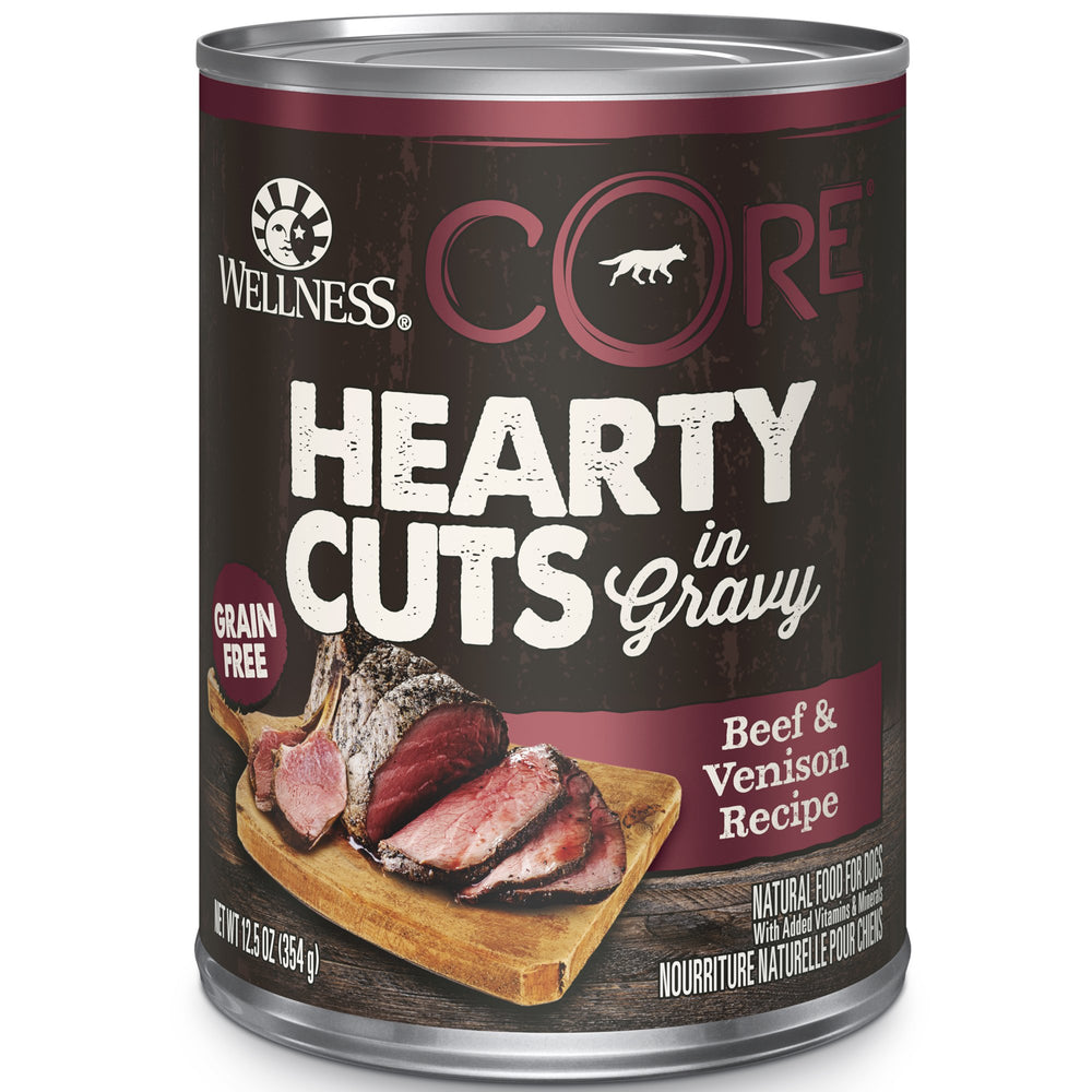 Wellness CORE Hearty Cuts: boîte boeuf et venaison en sauce riche pour chien