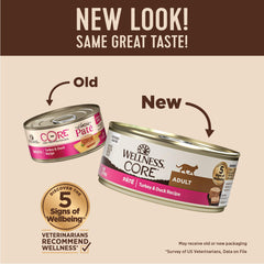 Wellness CORE Pâté Chat Adulte — recette dinde et canard, riche en protéines.