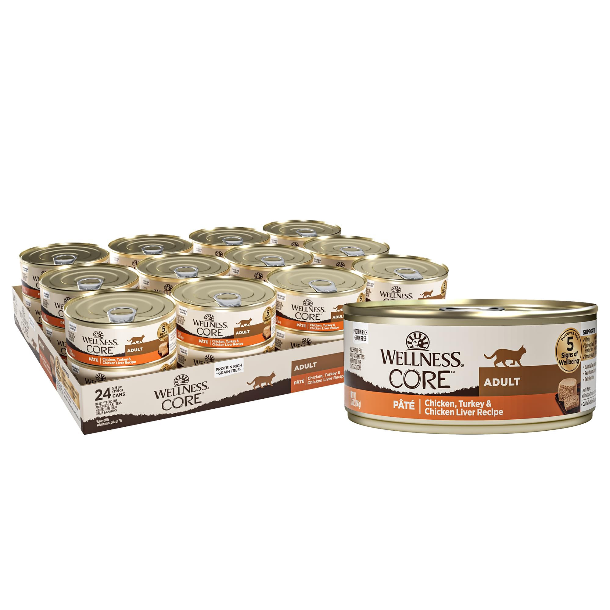 Wellness CORE Pâté Chat boîte intérieur, riche en protéines pour chats actifs.