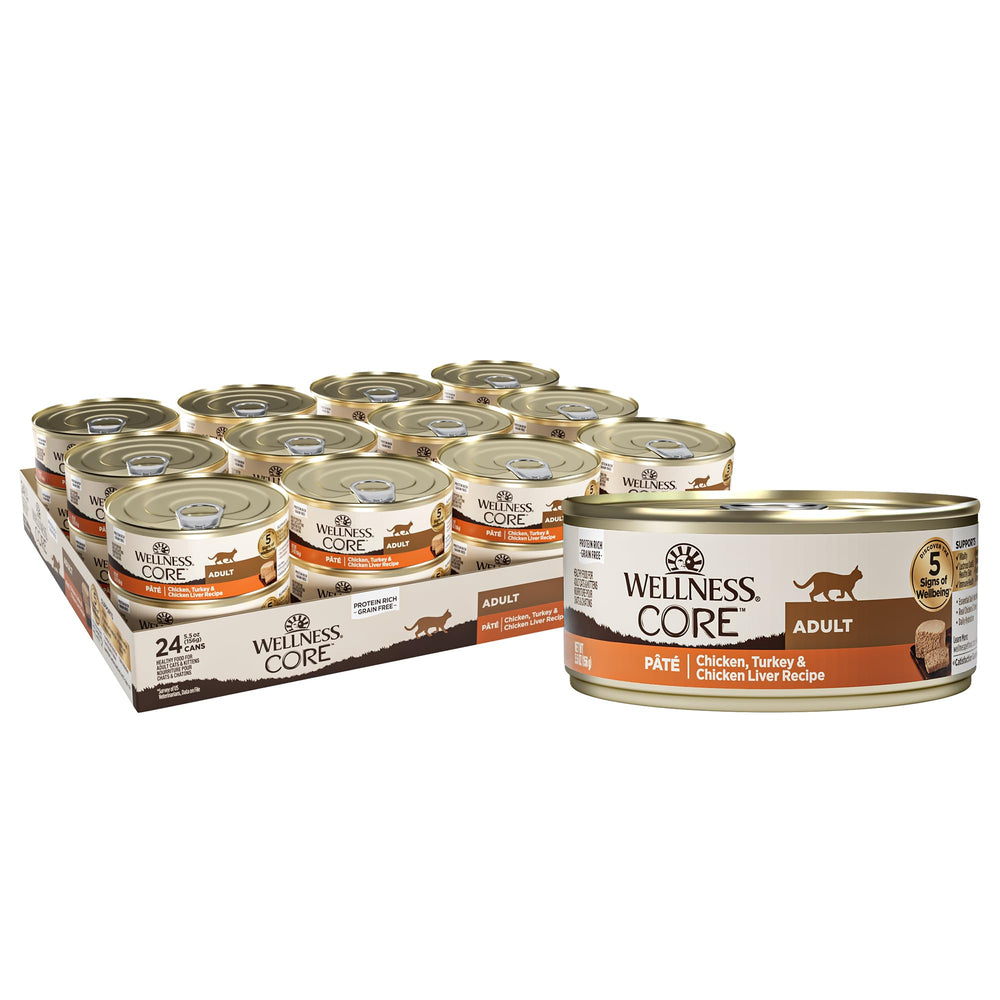 Wellness CORE Pâté Chat boîte intérieur, riche en protéines pour chats actifs.