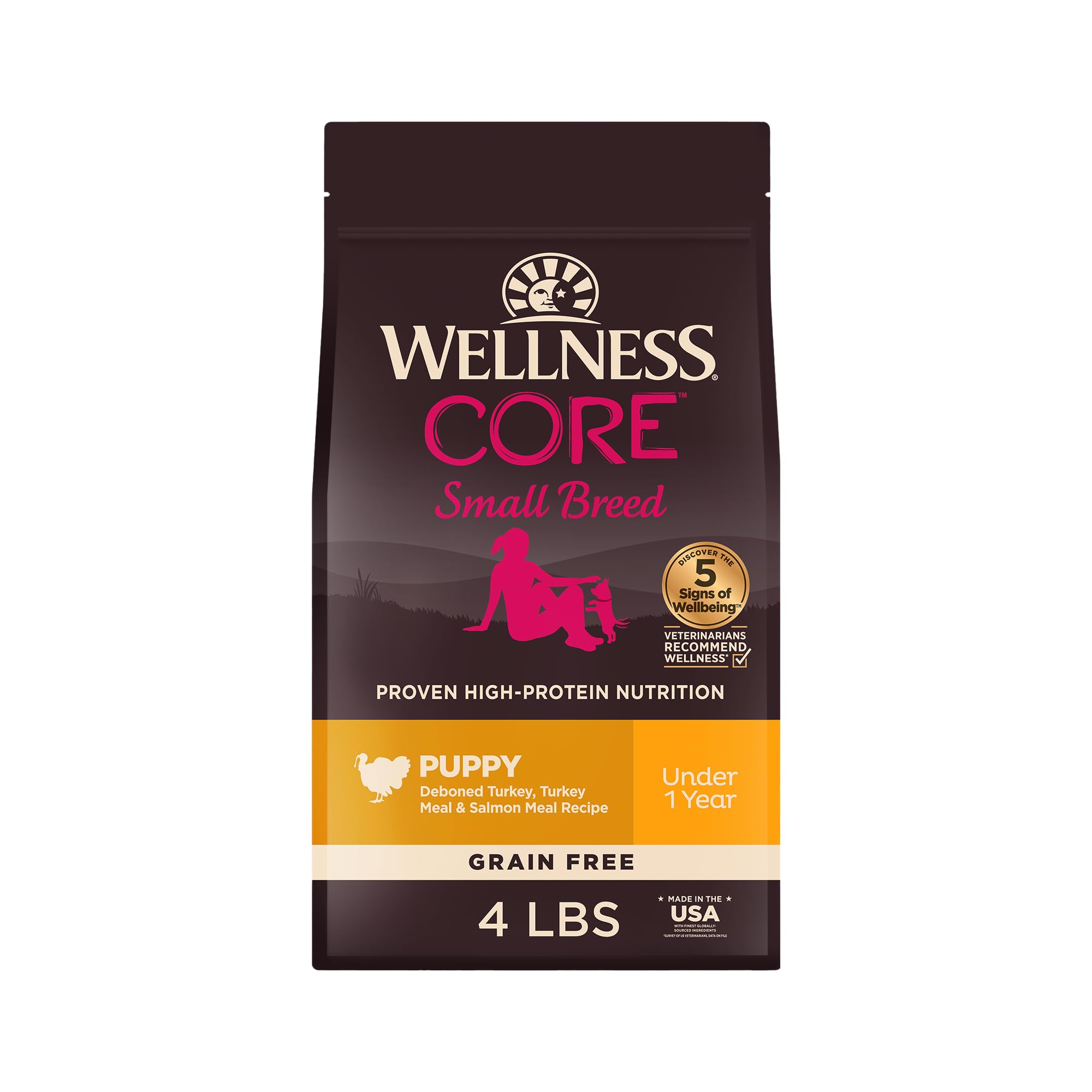 Wellness CORE emballage croquettes, pratique pour chiots petit format.