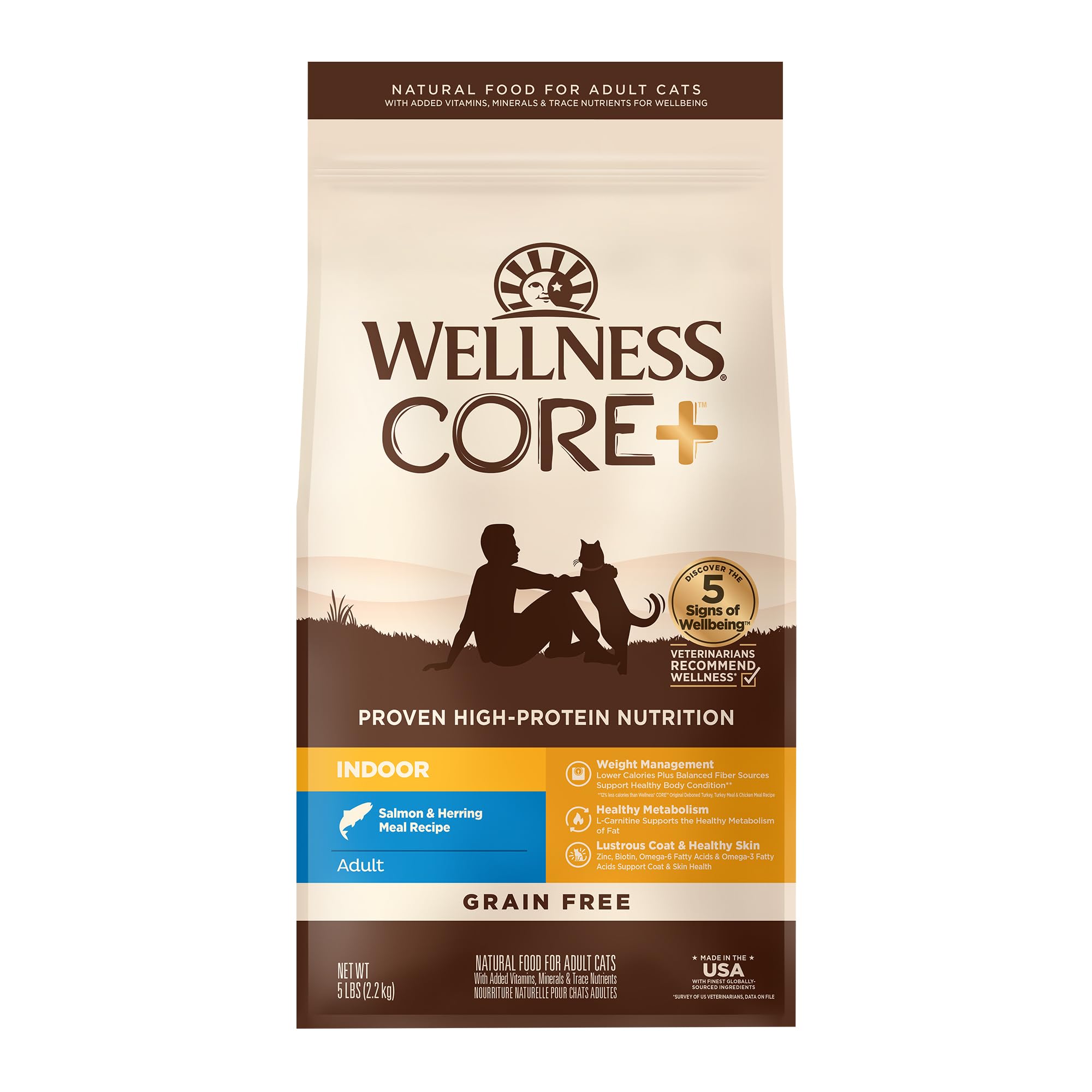 Wellness Core Plus croquettes saumon-hareng, appétit du chat intérieur renforcé