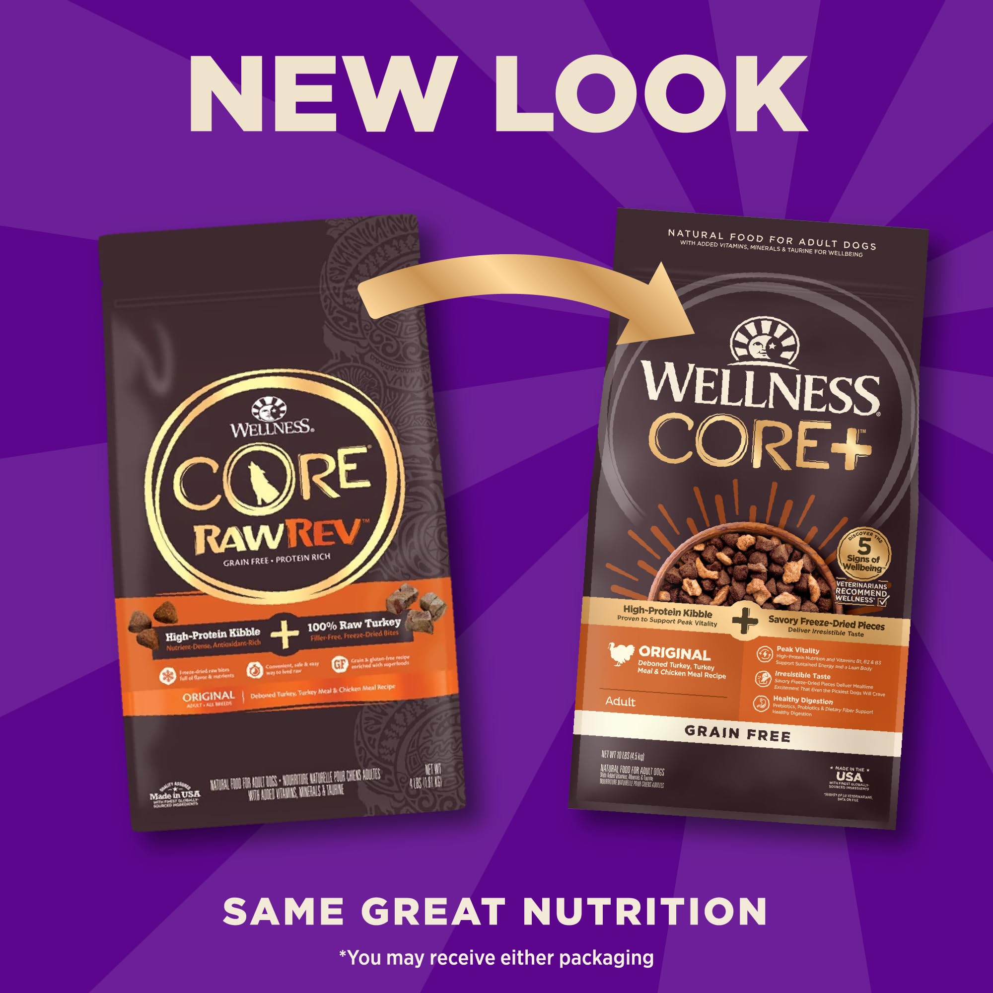 Wellness CORE+ morceaux poulet lyophilisés, apport direct en protéines.