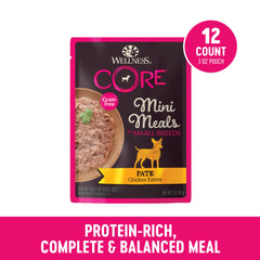 Wellness Core Pâte poulet sans céréales, sachets pratiques pour petit chien.