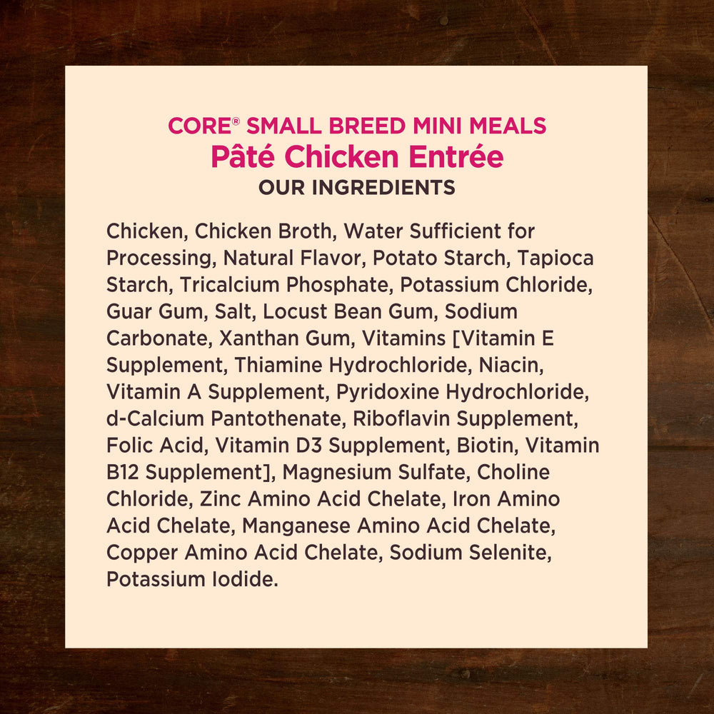 Wellness Core Entrée poulet, sachet individuel pour petit chien.