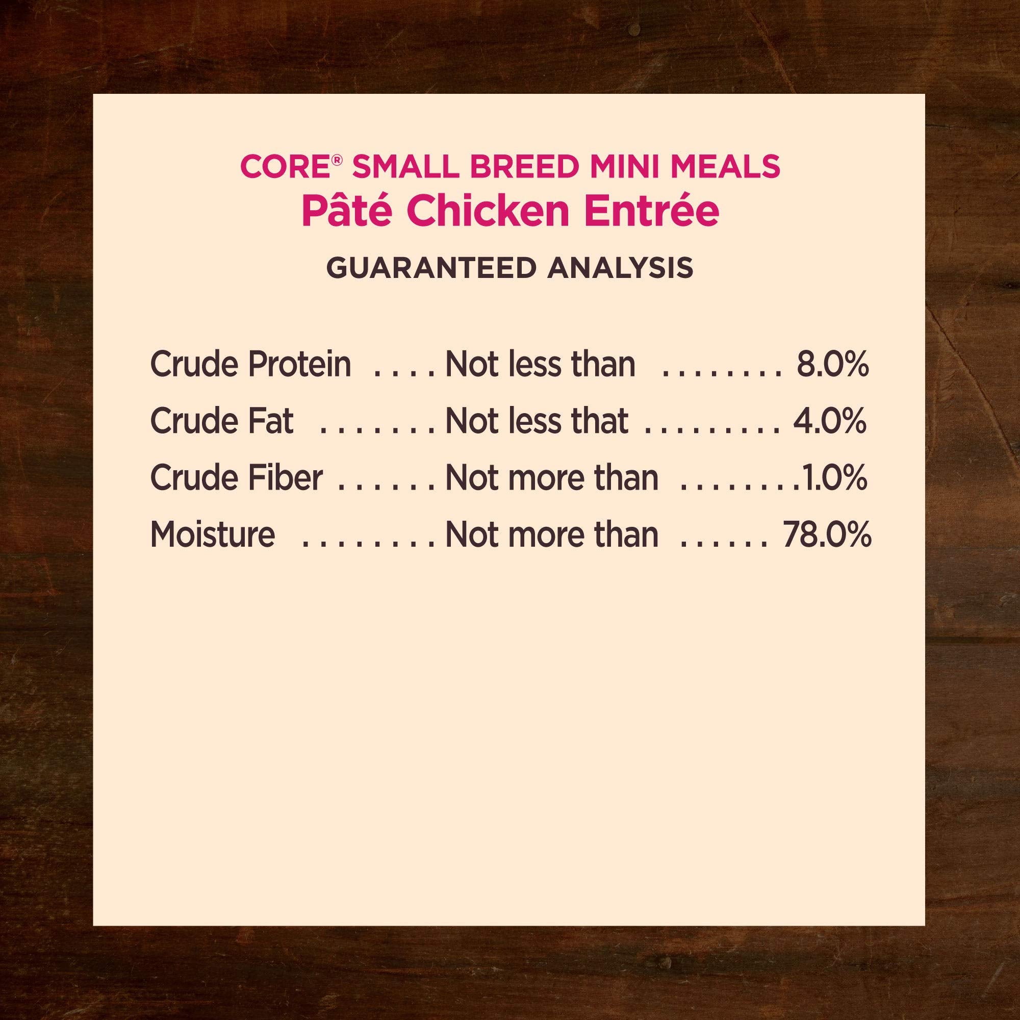 Wellness Core Pâte poulet, texture lisse appréciée par les chiens.