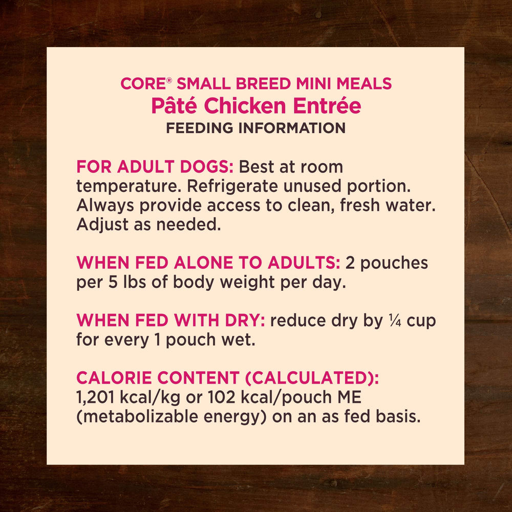 Wellness Core Poulet, sachet pratique, aliment humide pour petit chien.