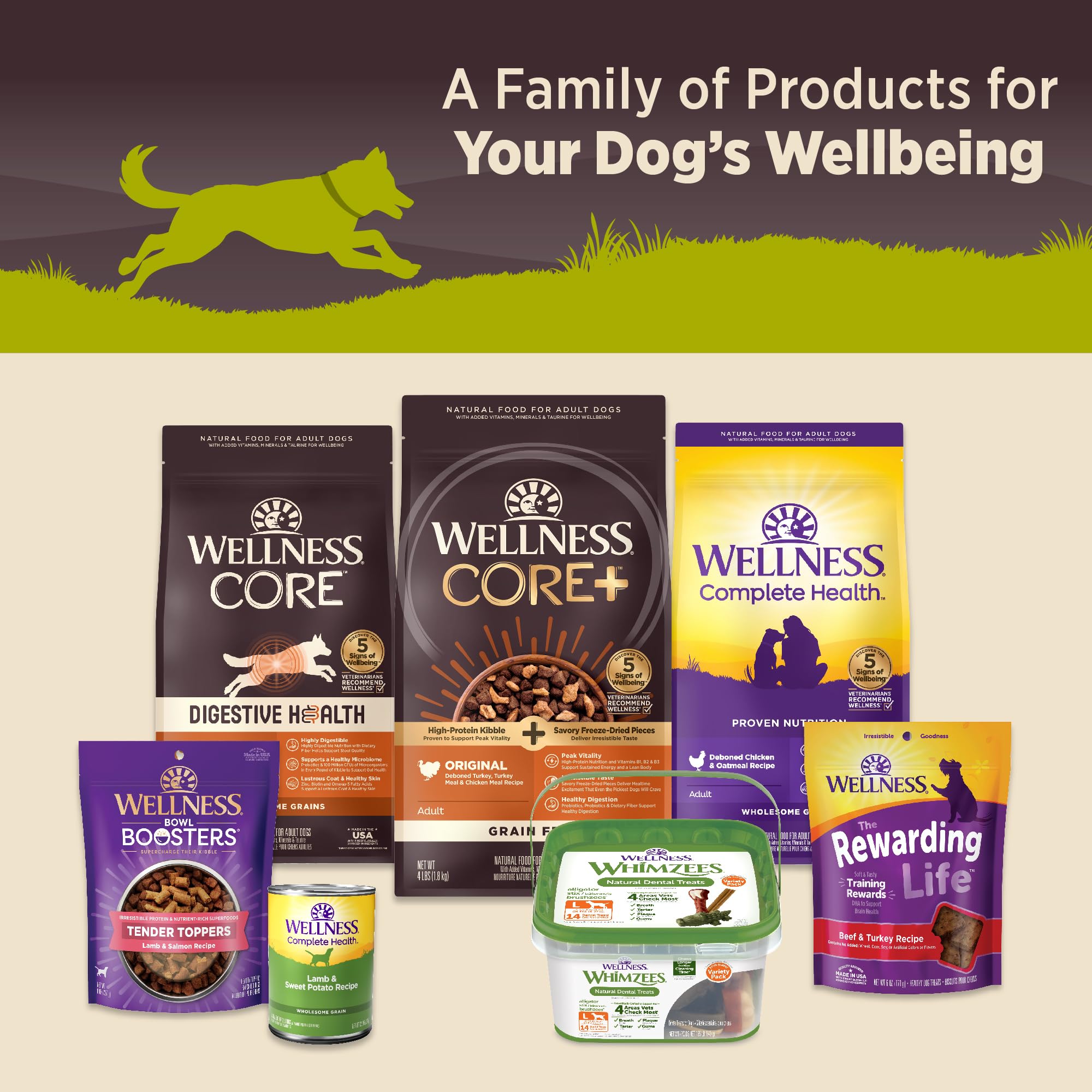 Wellness CORE – régime sans céréales, options naturelles pour l'alimentation.