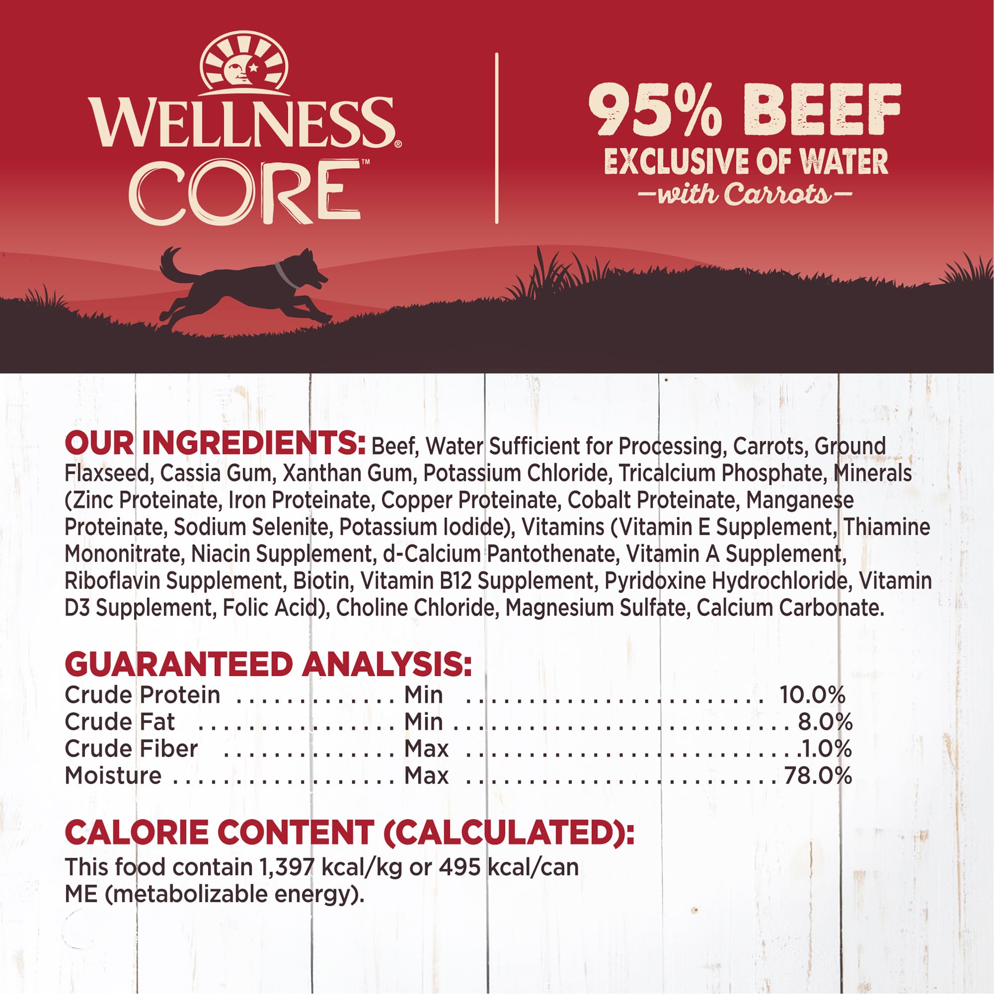Wellness Core sans céréales, ingrédients naturels pour une alimentation simple.