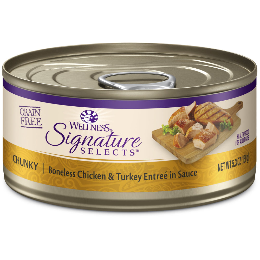 Wellness Core Signature Selects chat — morceaux poulet-dinde dans une boîte humide 5,3oz pour chat actif