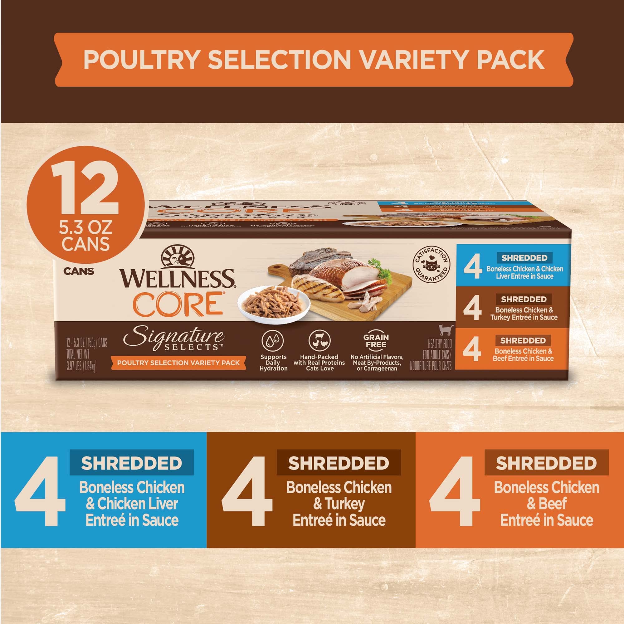 Wellness CORE Signature Selects thon en sauce, option protéinée pour chat adulte.