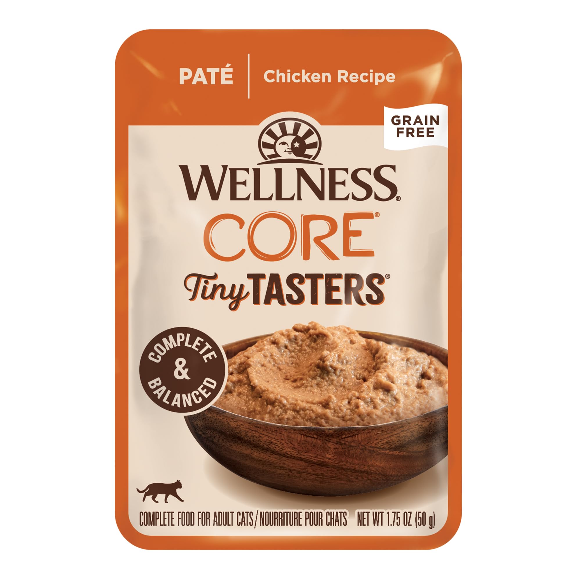 Wellness CORE Tiny Tasters Pâté Chat Adulte en sachet, repas pratique et portion individuelle.