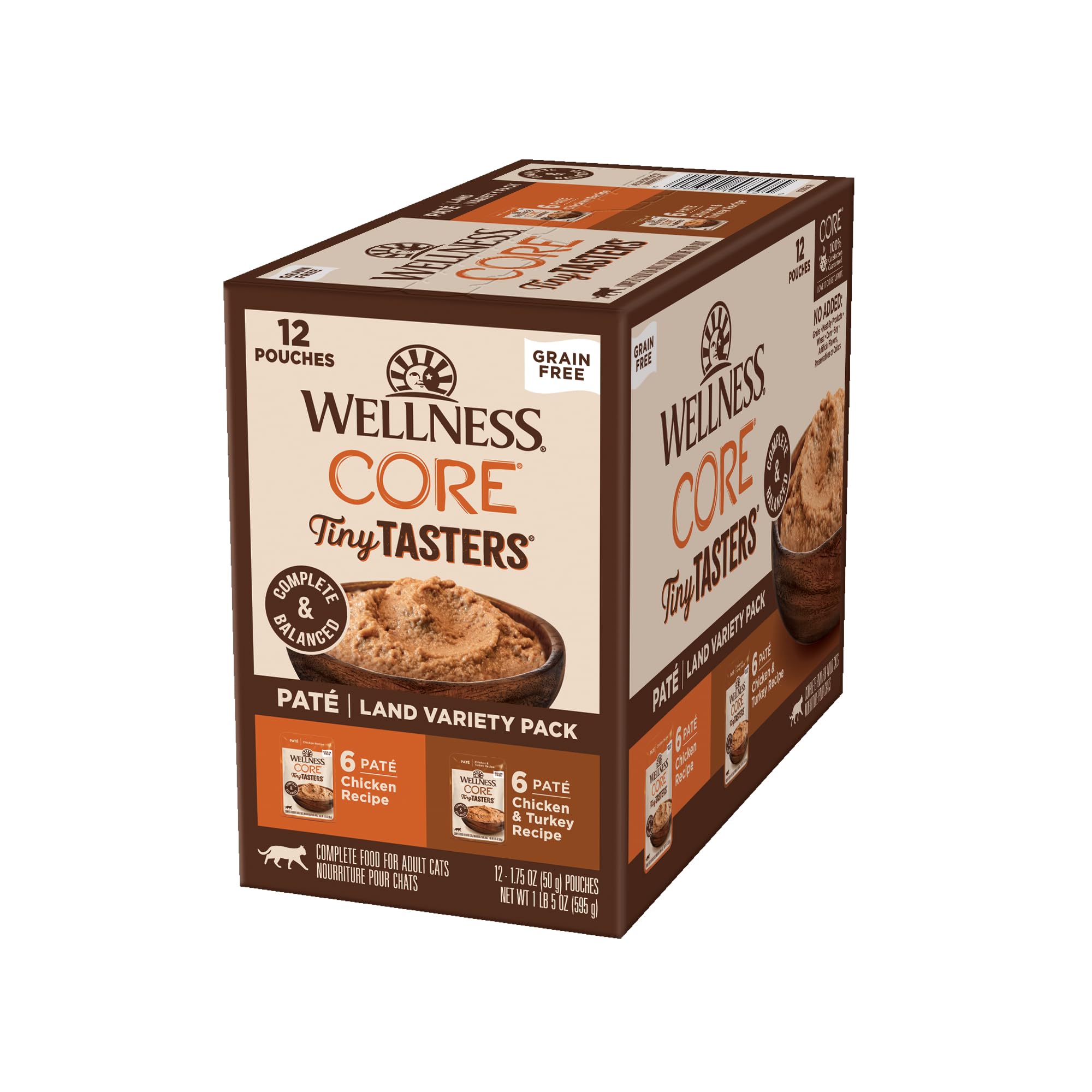 Wellness CORE Tiny Tasters Pâté poulet : premier ingrédient réel et saveur appréciée.
