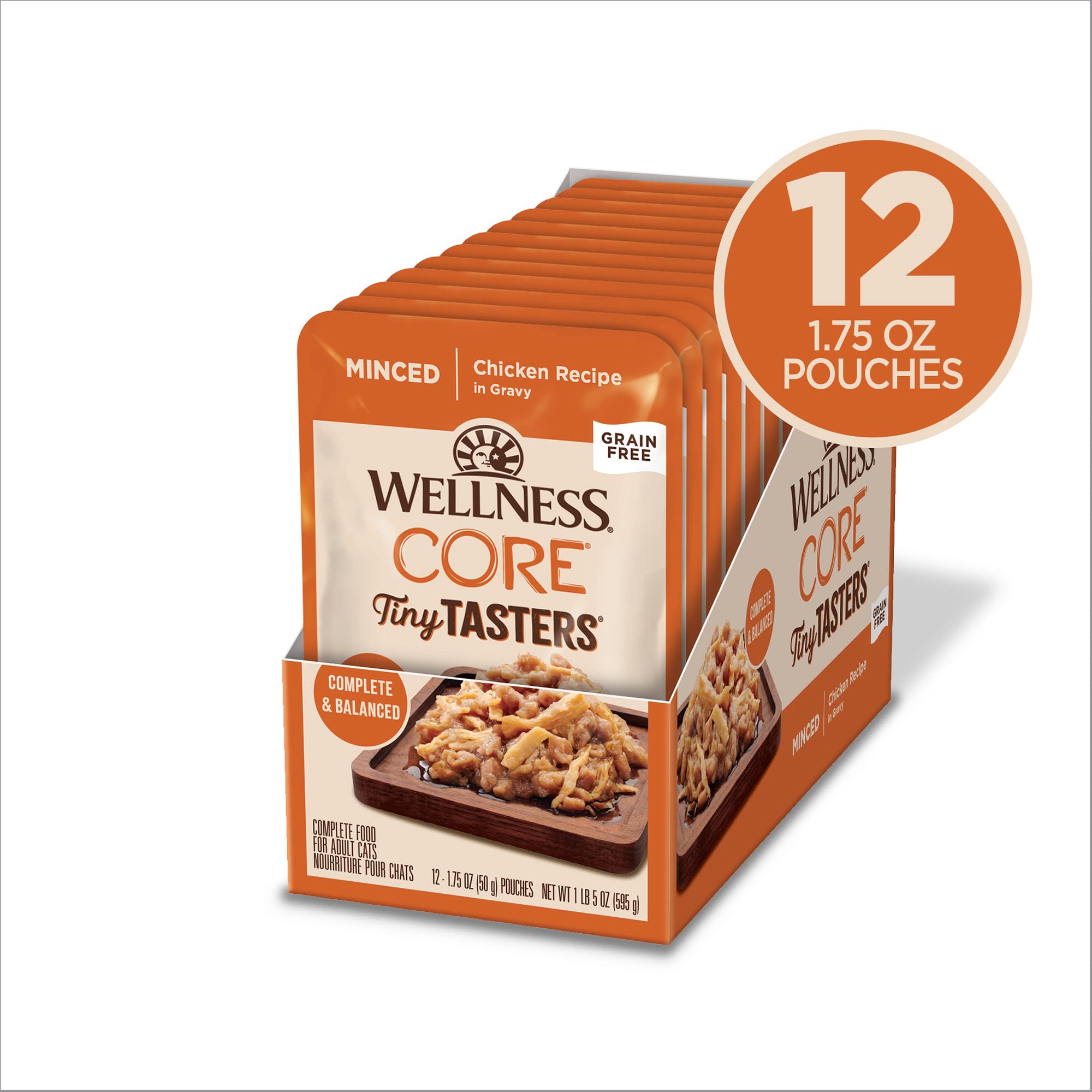 Wellness CORE Tiny Tasters Minced – texture poulet haché pour une expérience naturelle et appétente.