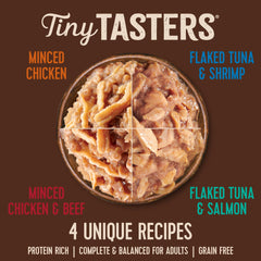 Wellness CORE Tiny Tasters, thon crevettes en flocons, texture appétissante