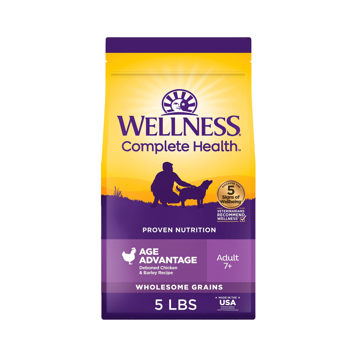 Wellness croquettes senior poulet orge – apport nutritionnel pour chien âgé.