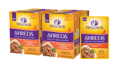 Wellness Healthy Indulgence Shreds thon et crevettes en poche, expérience appétissante.