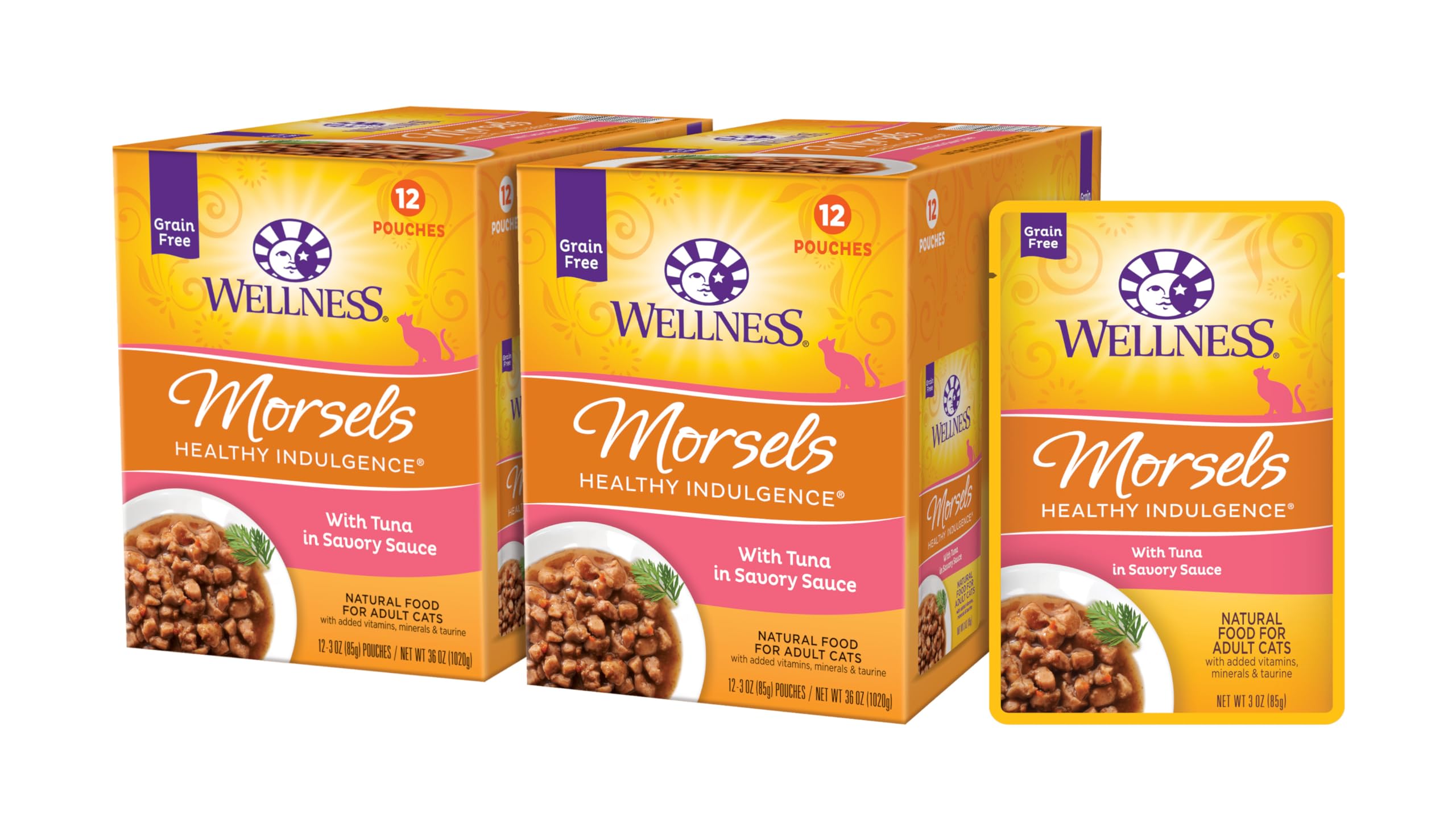 Wellness Morsels thon sauce légère, sachets 01: source de protéines et hydratation pratique.