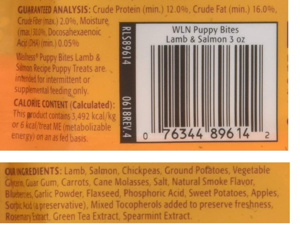 Wellness ingrédients naturels sans céréales sans maïs soja et colorants artificiels.