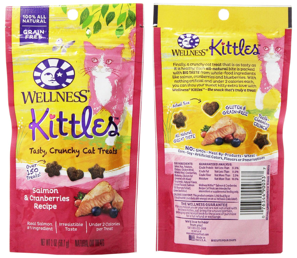 Friandise Kittles thon et canneberges, naturelle et sans céréales, pour récompense adaptée.