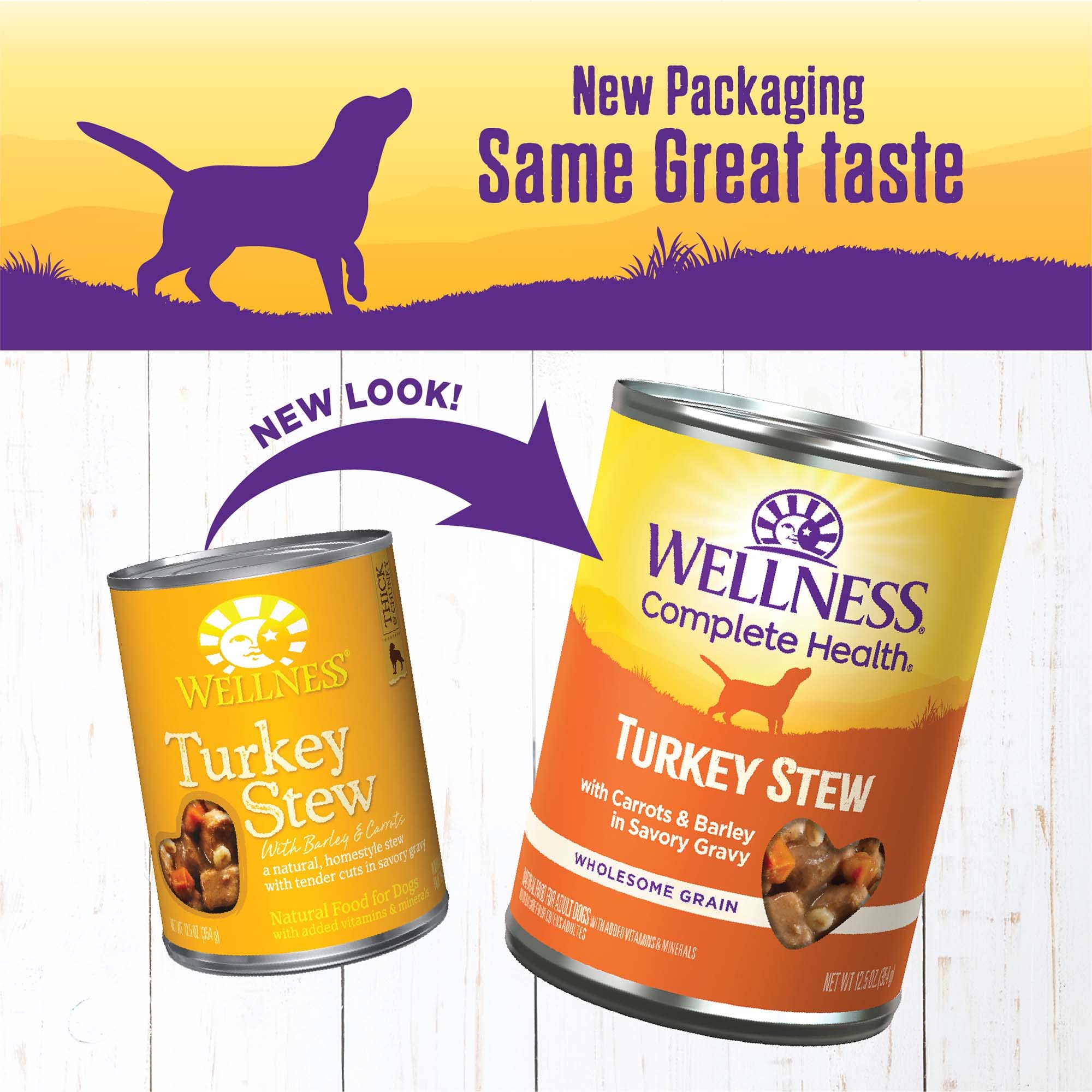 Wellness: morceaux dinde et légumes pour chien, texture rassasiante en gravy.