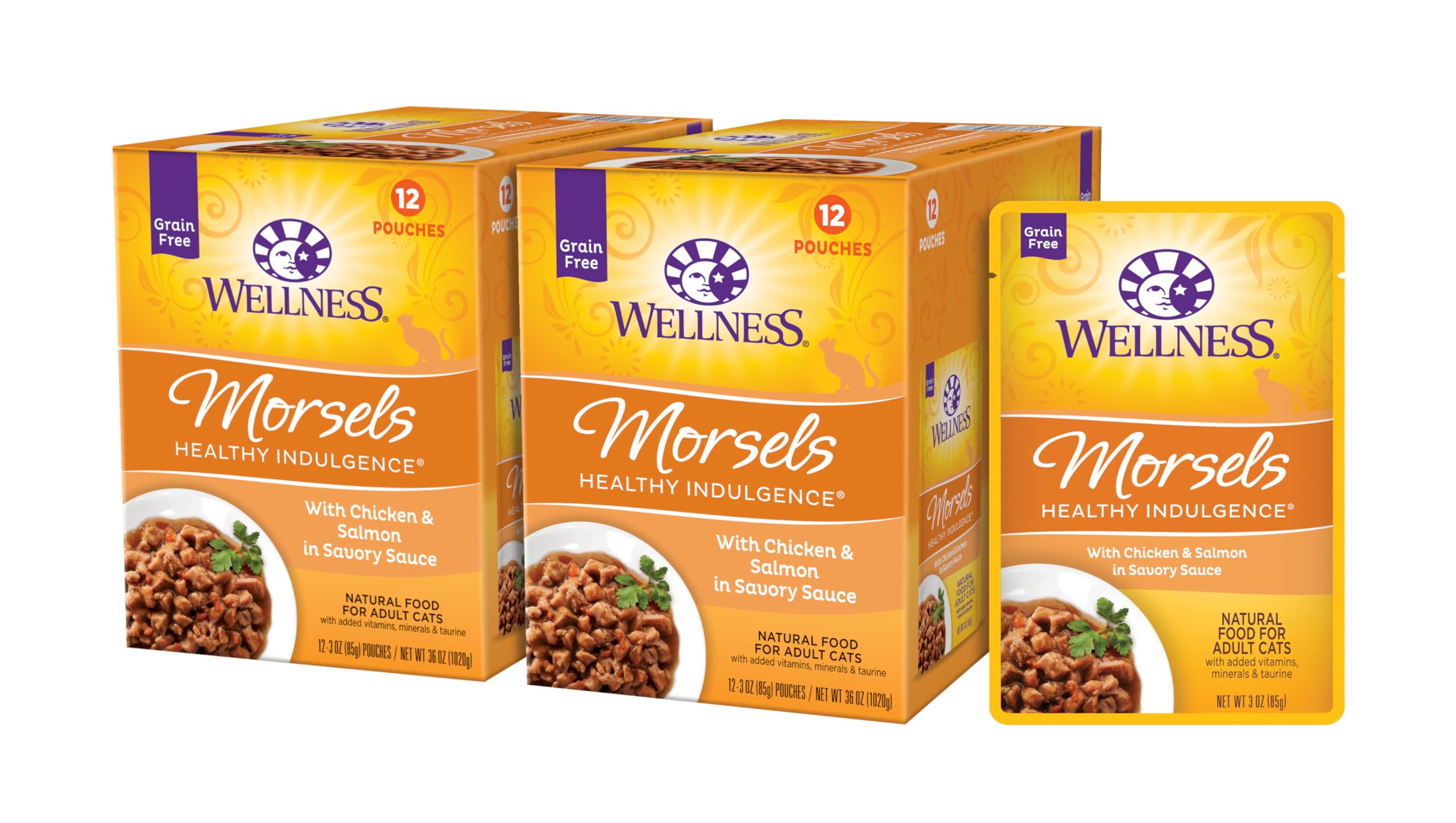 Wellness Morsels pour chat: sachet poulet et saumon, repas pratique et protéiné