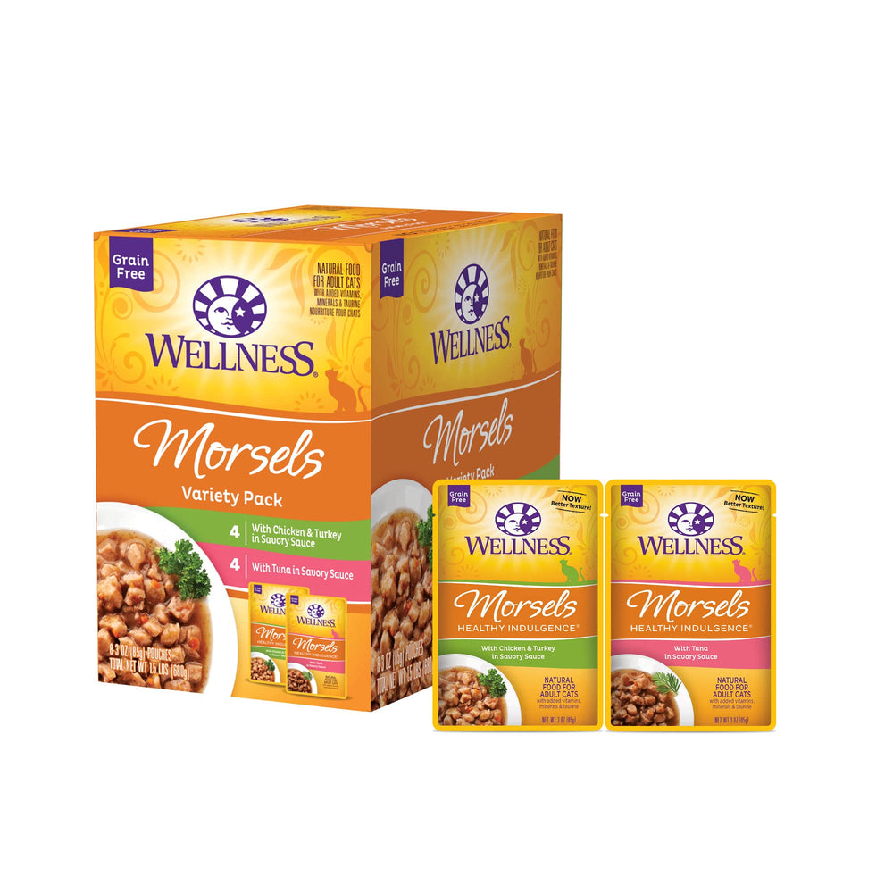 Wellness Morsels emballage variete chat pour repas pratique