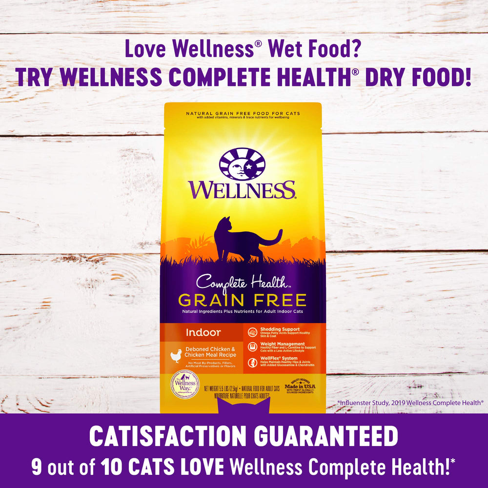 Wellness Nourriture Chat: canneberges et myrtilles pour un profil nutritionnel et hydratation possibles.