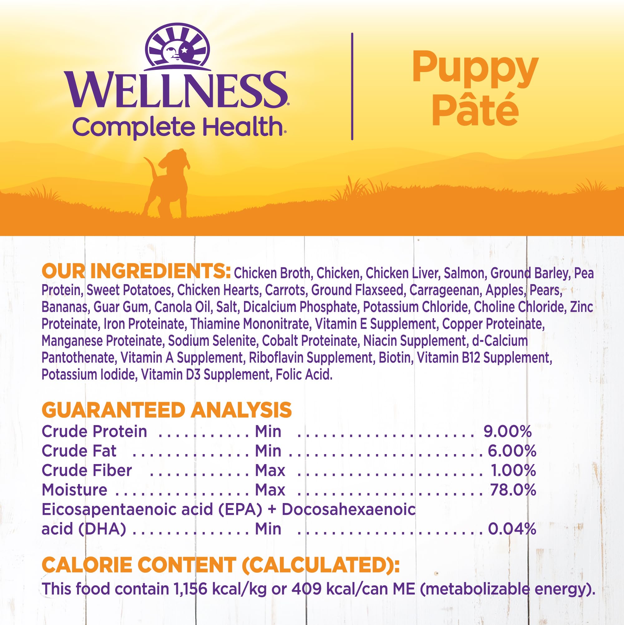Wellness Complete Health chiot, oméga-3, peau et pelage sains.