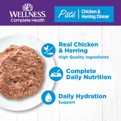 Texture onctueuse Wellness Pâté chat adulte, appétence améliorée.