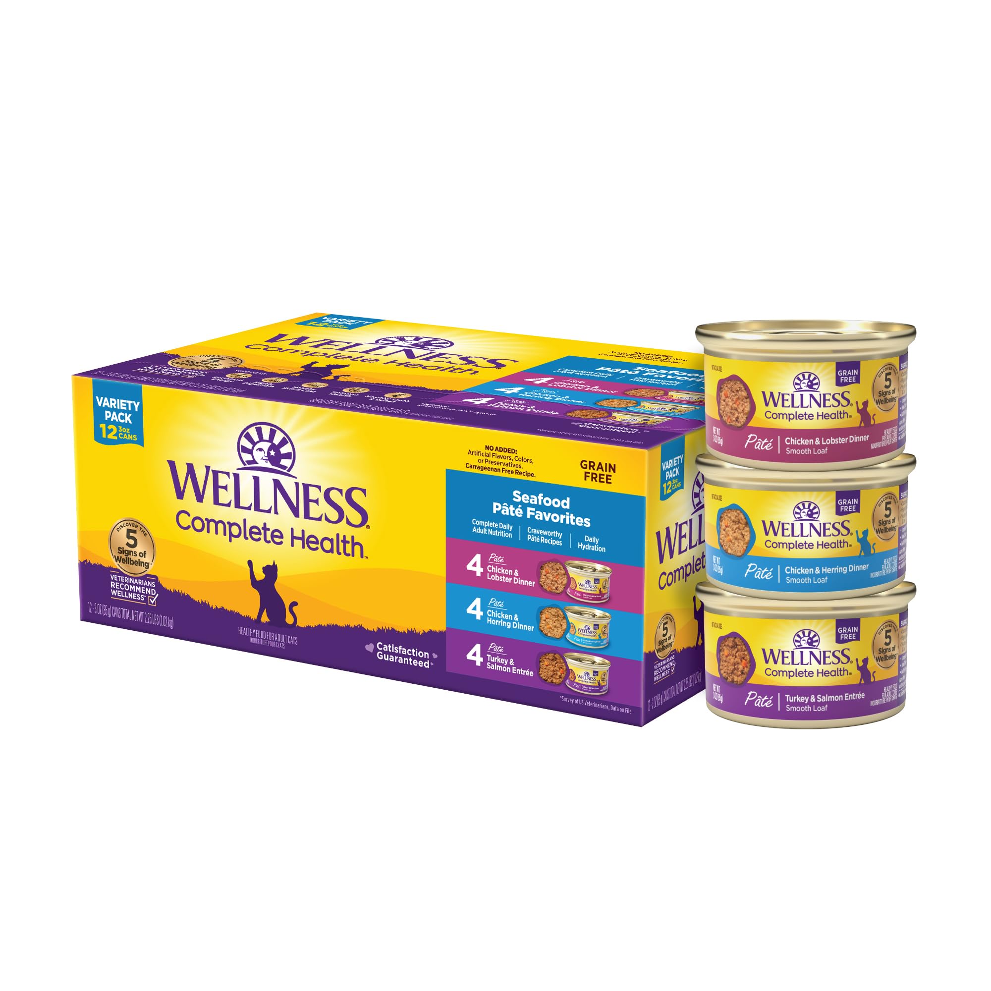 Wellness Pâte Poulet Langouste, boîte 3 oz, source de protéines savoureuse pour le repas.