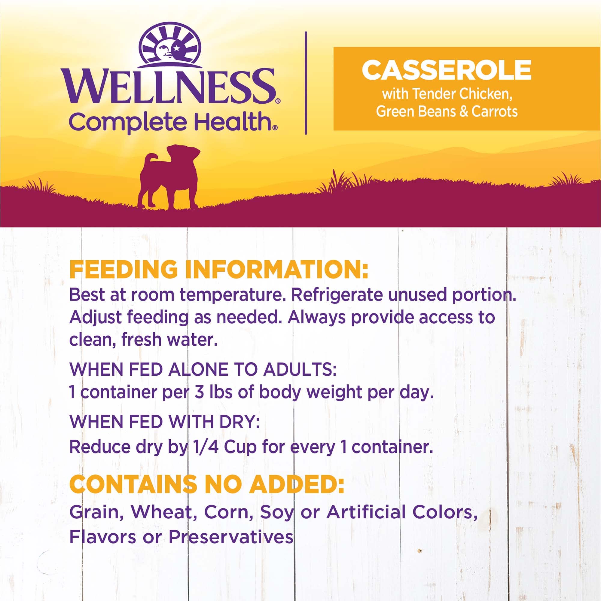 Wellness Petite Entrées Casserole : régimes variés pour répondre à différents besoins.