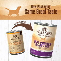 Boîte Wellness 95% Poulet, pack de 12, pratique et prête à servir.