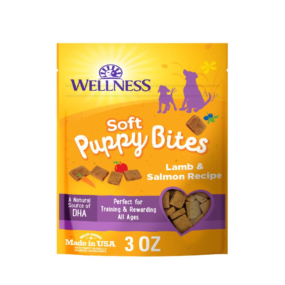 Emballage Wellness Friandises chiots agneau et saumon pour visualiser le packaging