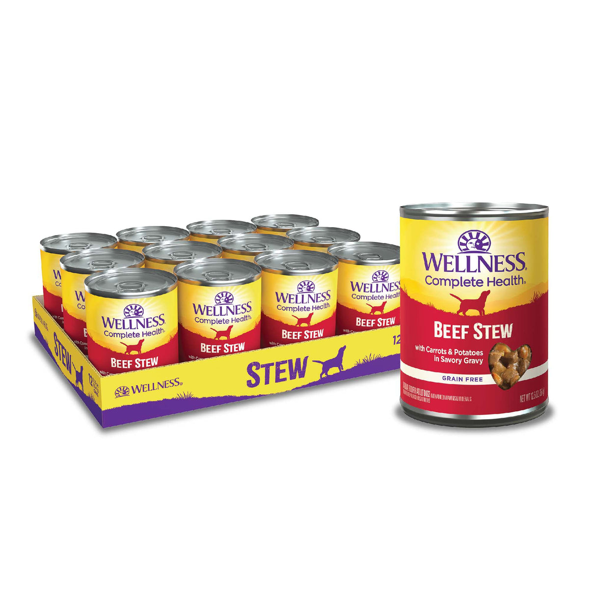 Wellness ragout boeuf conserve: repas complet et équilibré pour chien.