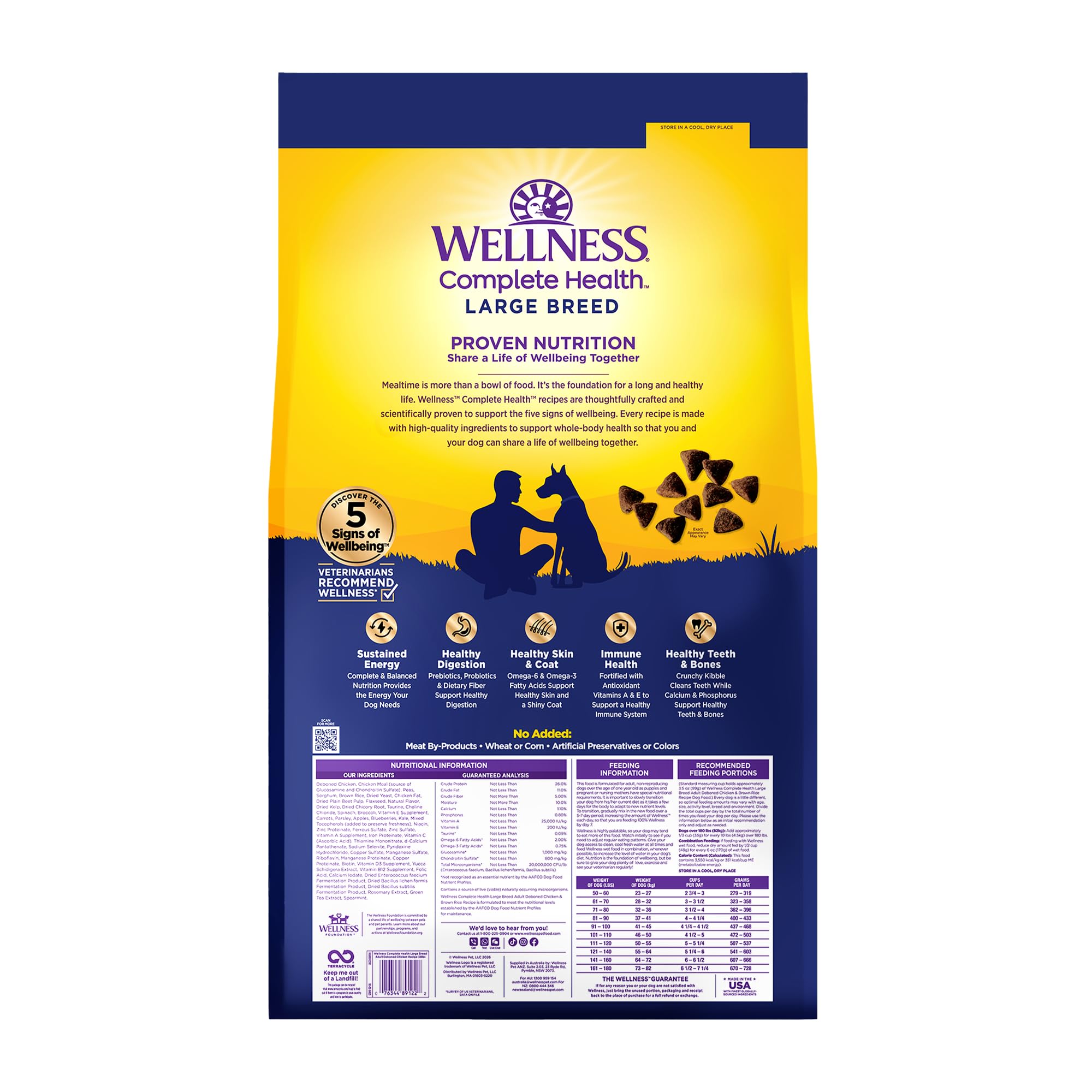 Wellness sac de 38 lb, pratique et économique pour grandes races.