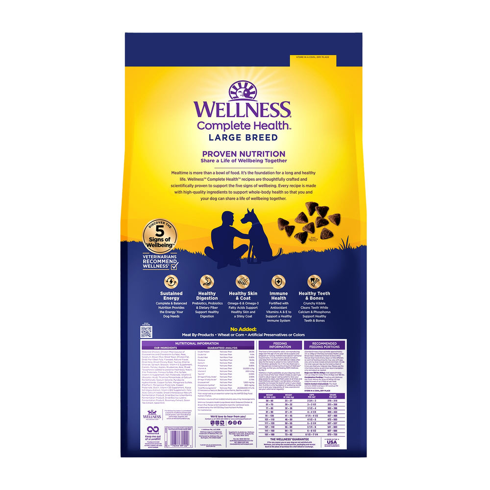 Wellness sac de 38 lb, pratique et économique pour grandes races.