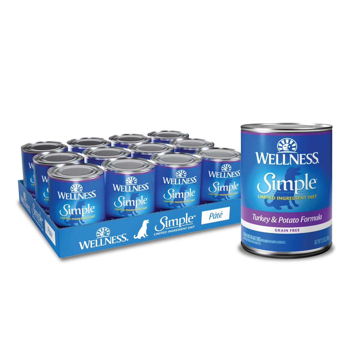 Wellness Simple: boîte humide dinde et pomme de terre pour chien, alimentation simple.