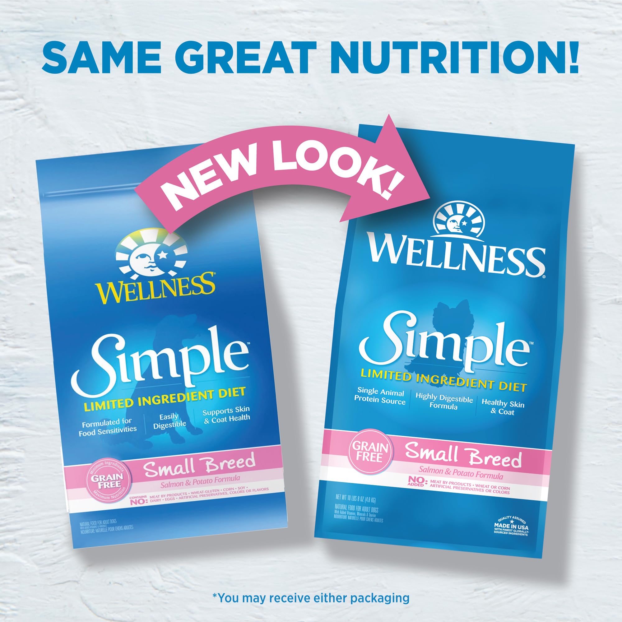 Kibbles sans céréales Wellness Simple, texture croquante et adaptée.