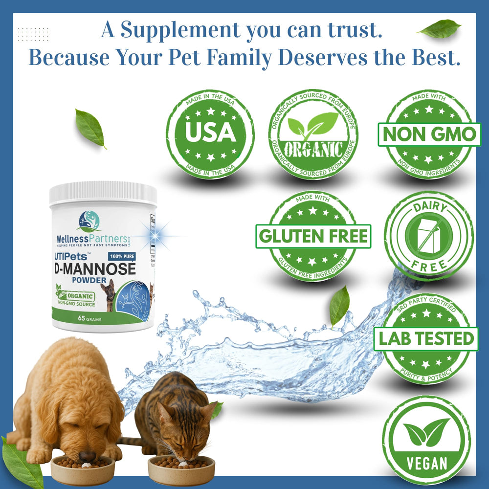 WellnessPartners UTI Pets D-Mannose, qualité européenne et pureté garantie