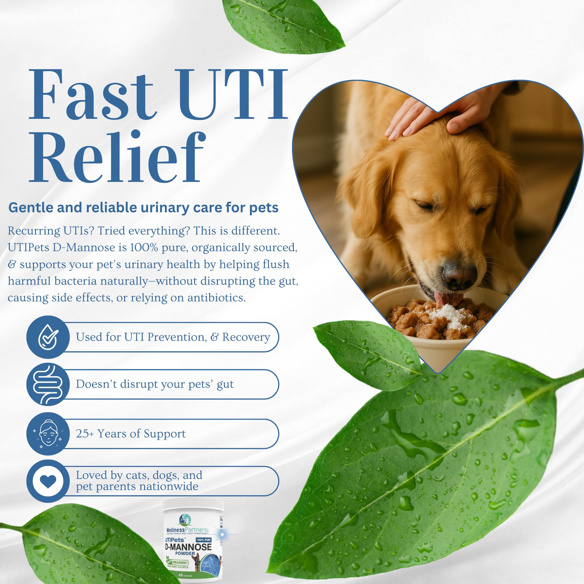 WellnessPartners UTI Pets D-Mannose, sans gluten et sans allergènes